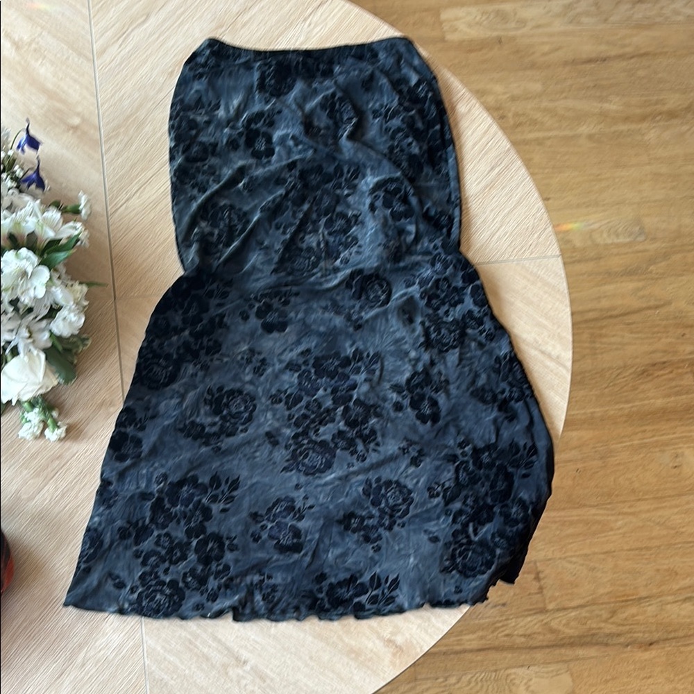 Cider Black Floral Maxi Skirt
